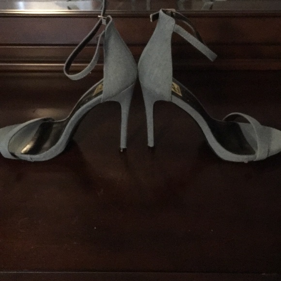 Blue denim ankle strap heels - Picture 3 of 4